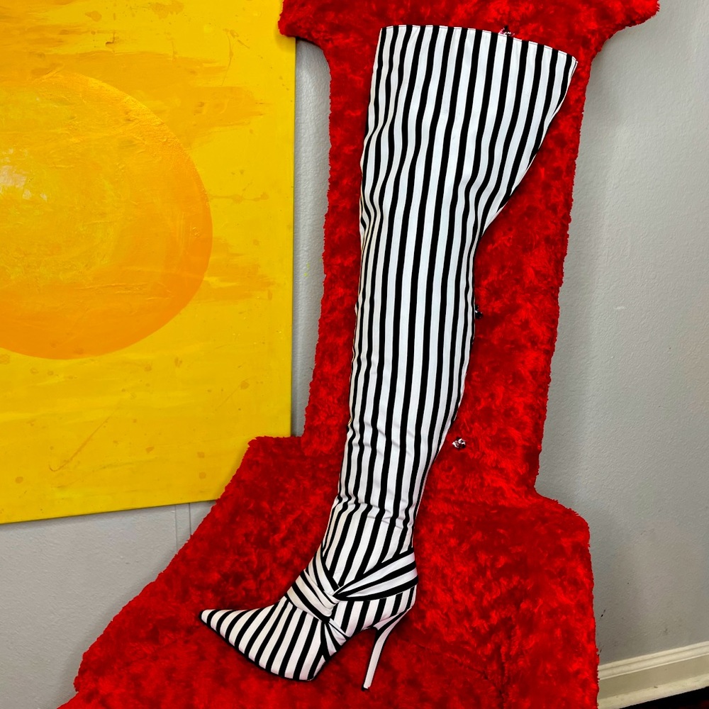 Black and White striped boots